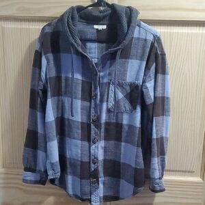Maurices Brown And Blue Plaid Shirt